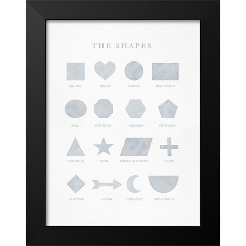 Watercolor Shapes Blue Black Modern Wood Framed Art Print by Straatsma, Leah