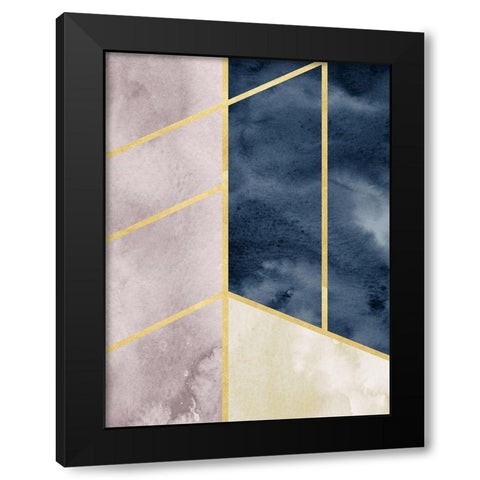 Watercolor Abstract With Gold Black Modern Wood Framed Art Print by Straatsma, Leah