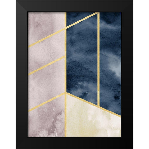 Watercolor Abstract With Gold Black Modern Wood Framed Art Print by Straatsma, Leah