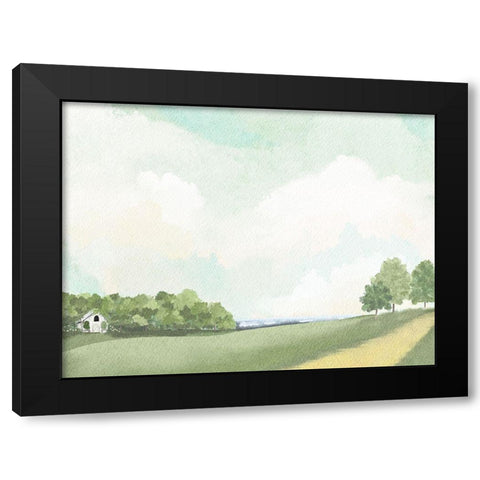 White Barn By The Lake Black Modern Wood Framed Art Print with Double Matting by Straatsma, Leah