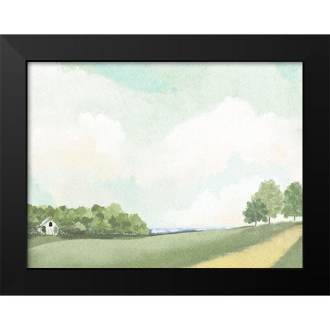 White Barn By The Lake Black Modern Wood Framed Art Print by Straatsma, Leah