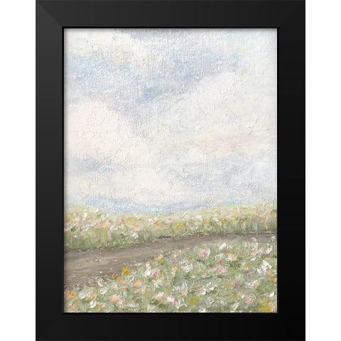 Pastel Oil Floral Fields Black Modern Wood Framed Art Print by Straatsma, Leah