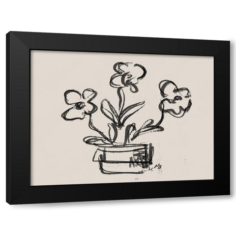 Sketched Peonies in Vase Black Modern Wood Framed Art Print with Double Matting by Straatsma, Leah