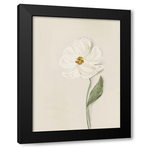 White Flower 1 Black Modern Wood Framed Art Print by Straatsma, Leah