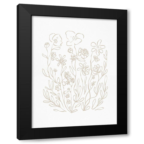 Inky Floral Neutral Black Modern Wood Framed Art Print with Double Matting by Straatsma, Leah