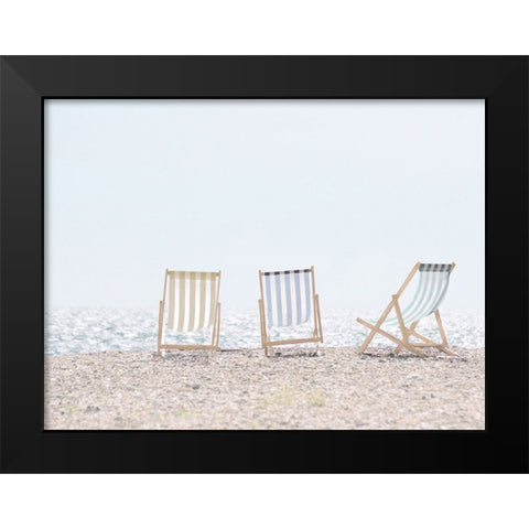 Beach Chairs Black Modern Wood Framed Art Print by Straatsma, Leah