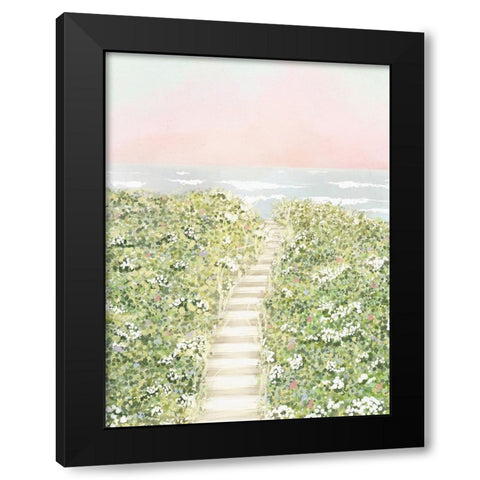 Floral Path To The Beach Black Modern Wood Framed Art Print by Straatsma, Leah