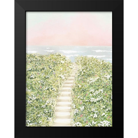Floral Path To The Beach Black Modern Wood Framed Art Print by Straatsma, Leah