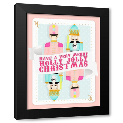 Holly Jolly Playing Card Black Modern Wood Framed Art Print by Straatsma, Leah