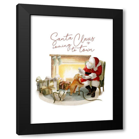 Santa Is Coming Black Modern Wood Framed Art Print with Double Matting by Straatsma, Leah