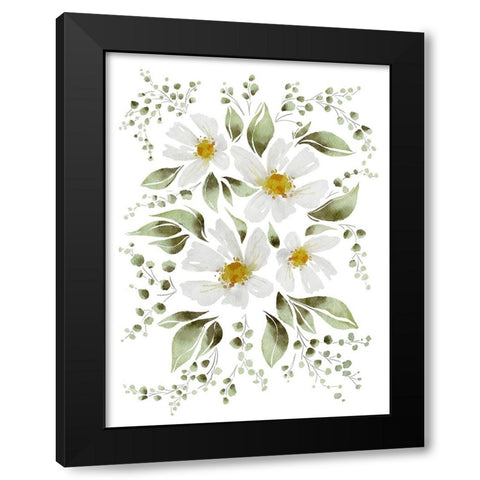 The White Flowers Black Modern Wood Framed Art Print by Straatsma, Leah