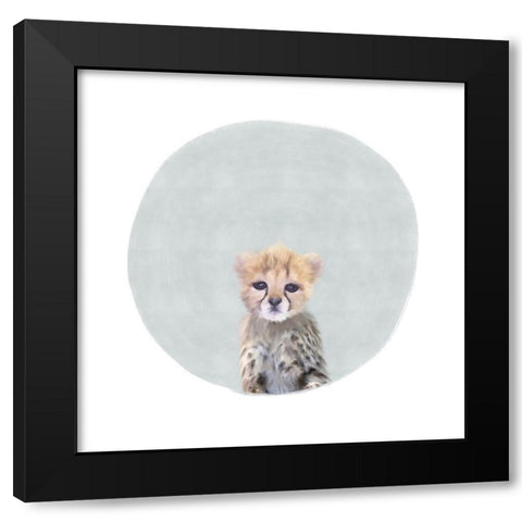 Baby Cheetah Gray Black Modern Wood Framed Art Print by Straatsma, Leah