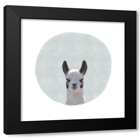 Baby Circle Llama Gray Black Modern Wood Framed Art Print with Double Matting by Straatsma, Leah