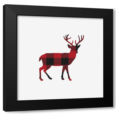 Buffalo Plaid Deer Black Modern Wood Framed Art Print with Double Matting by Straatsma, Leah