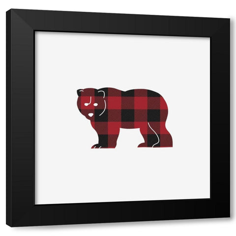 Buffalo Plaid Bear Black Modern Wood Framed Art Print by Straatsma, Leah