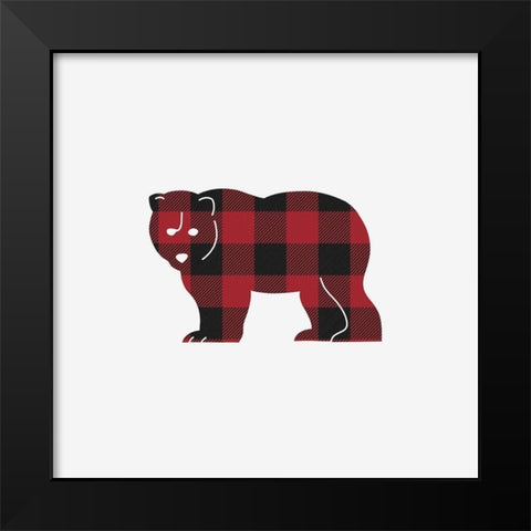 Buffalo Plaid Bear Black Modern Wood Framed Art Print by Straatsma, Leah