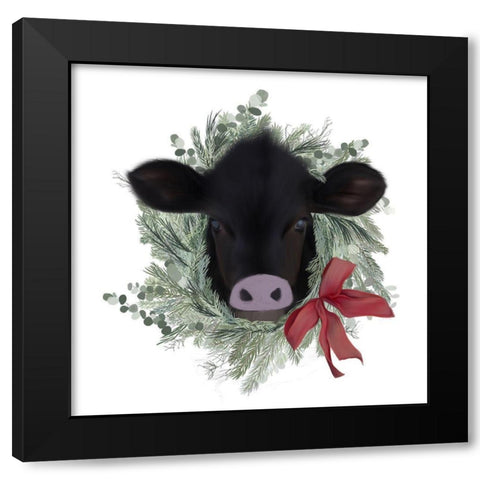 Cow Wreath Black Modern Wood Framed Art Print by Straatsma, Leah
