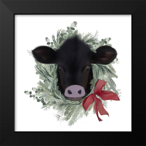 Cow Wreath Black Modern Wood Framed Art Print by Straatsma, Leah