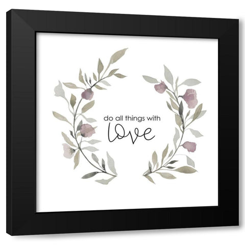 With Love Black Modern Wood Framed Art Print with Double Matting by Straatsma, Leah