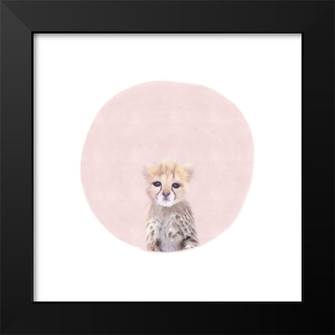 Baby Cheetah Pink Black Modern Wood Framed Art Print by Straatsma, Leah