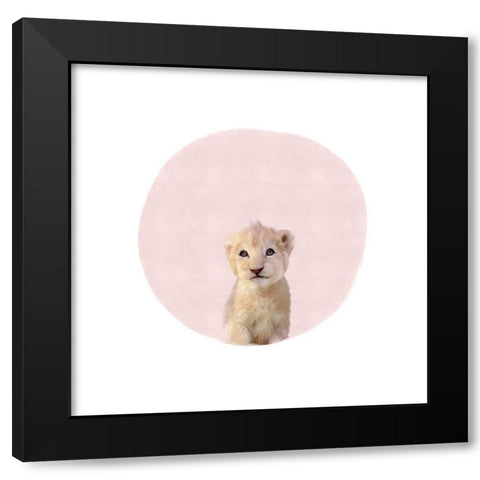 Baby Tiger Pink Black Modern Wood Framed Art Print with Double Matting by Straatsma, Leah