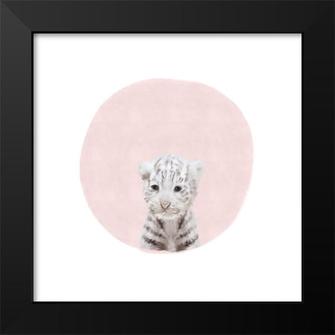 Baby White Tiger Pink Black Modern Wood Framed Art Print by Straatsma, Leah