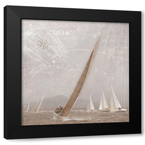 Sailboat Races I Black Modern Wood Framed Art Print by Unknown