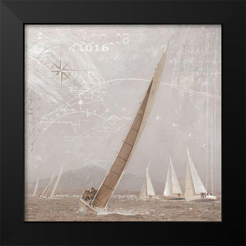 Sailboat Races I Black Modern Wood Framed Art Print by Unknown