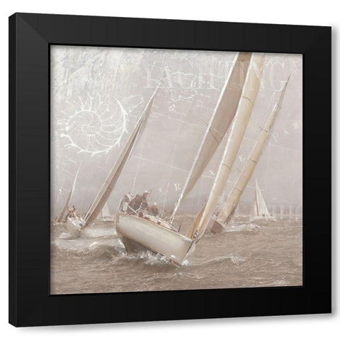 Sailboat Races II Black Modern Wood Framed Art Print with Double Matting by Unknown