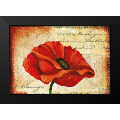 Poppy Script Black Modern Wood Framed Art Print by Budd, Tiffany