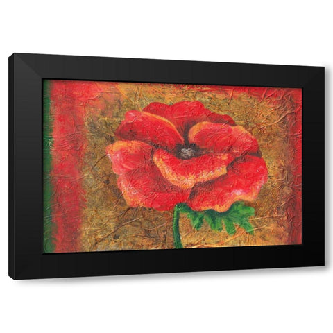 Red Poppy Black Modern Wood Framed Art Print by Budd, Tiffany
