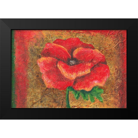 Red Poppy Black Modern Wood Framed Art Print by Budd, Tiffany