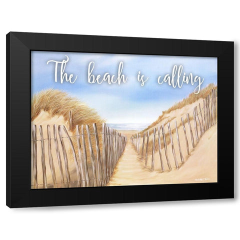 Beach Calling Black Modern Wood Framed Art Print by May