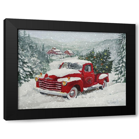 X-Mas Truck Pine Wood Black Modern Wood Framed Art Print with Double Matting by Holzner, Renate