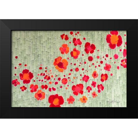 Dreamtime Flower Meadow Black Modern Wood Framed Art Print by May