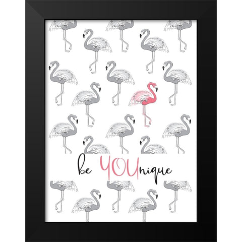 Be Younique Black Modern Wood Framed Art Print by Martina