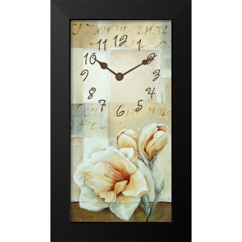 Long Frosted Rose 1 Black Modern Wood Framed Art Print by Budd, Tiffany