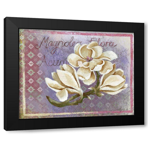 Magnolia Black Modern Wood Framed Art Print by Budd, Tiffany