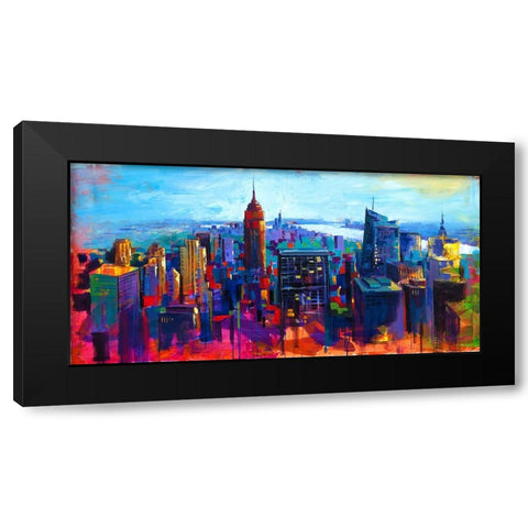New York Black Modern Wood Framed Art Print with Double Matting by Holzner, Renate
