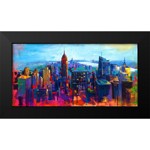 New York Black Modern Wood Framed Art Print by Holzner, Renate