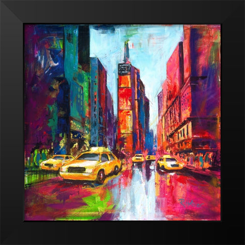 New York Times Square Black Modern Wood Framed Art Print by Holzner, Renate