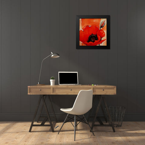 Crimson Poppy 1 Black Modern Wood Framed Art Print by May