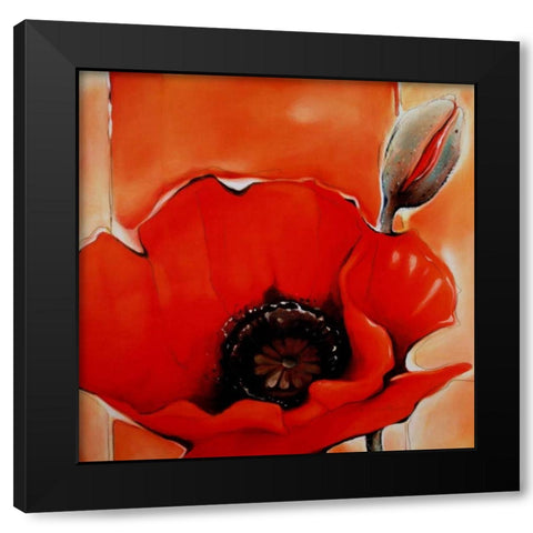 Crimson Poppy 1 Black Modern Wood Framed Art Print by May