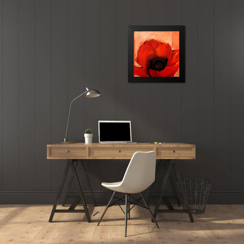 Crimson Poppy 2 Black Modern Wood Framed Art Print by May