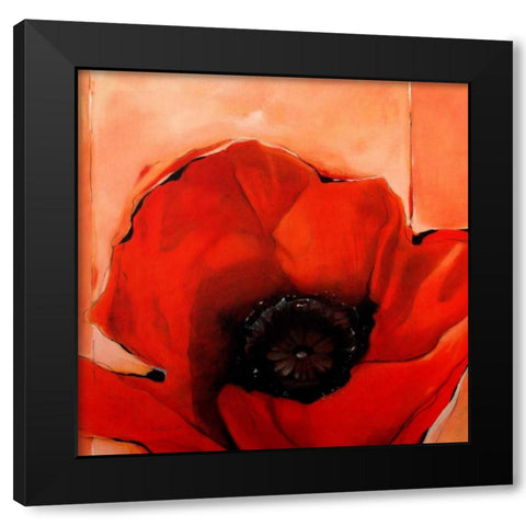 Crimson Poppy 2 Black Modern Wood Framed Art Print by May
