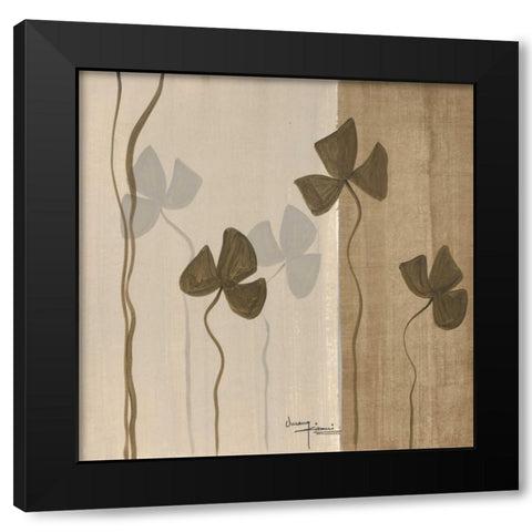Dancing Leaves 1 Black Modern Wood Framed Art Print with Double Matting by Umang