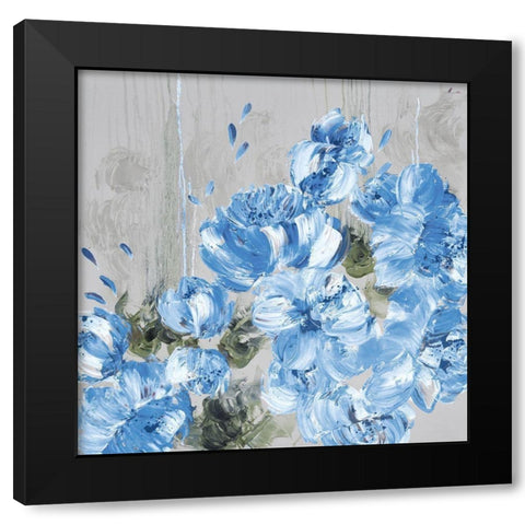 Blue Cascading Delight 1 Black Modern Wood Framed Art Print with Double Matting by May