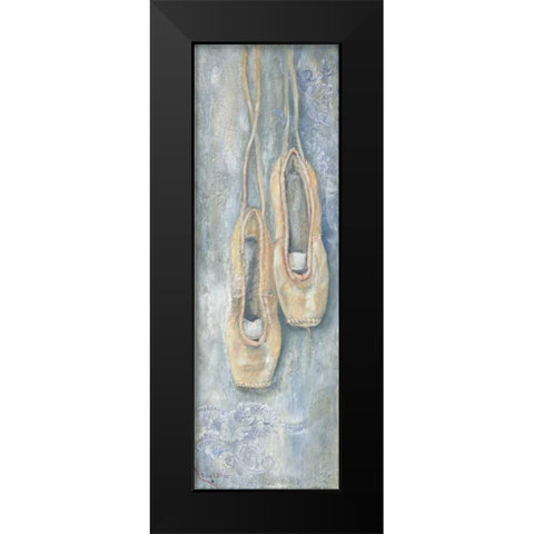 Hanging Ballerina Shoes Black Modern Wood Framed Art Print by May