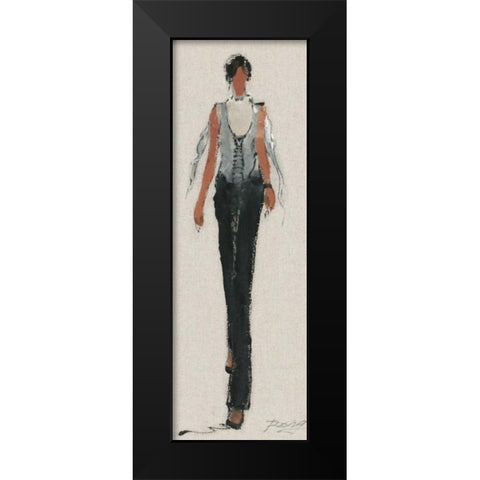 Casual Strolling Black Modern Wood Framed Art Print by May