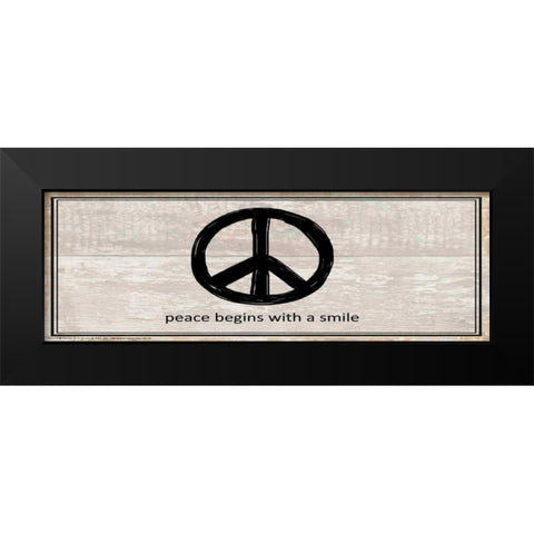Peace Begins With A Smile Black Modern Wood Framed Art Print by May